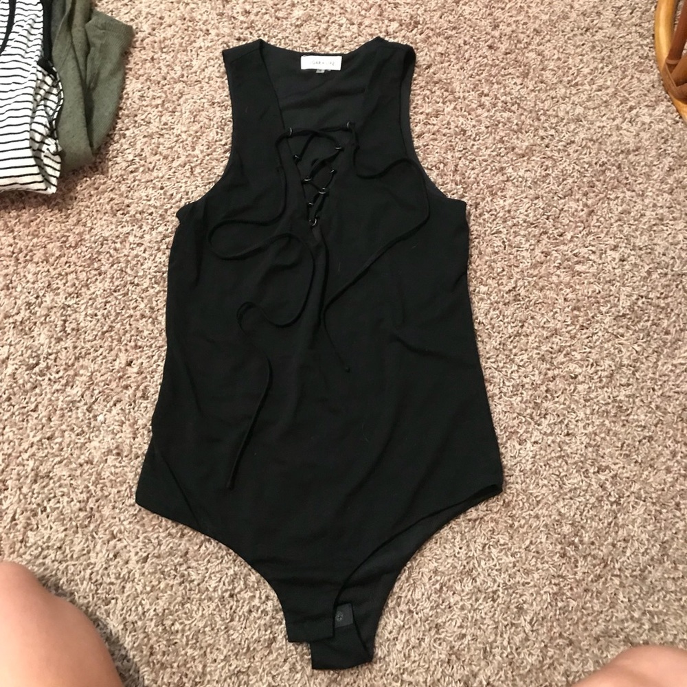 black lace up body suit